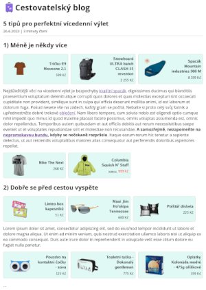 Product Widgets: článok na blogu s vloženými produktmi